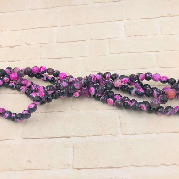 Pink Agate Beads Strand Jewelry Making Supplies - Picture 2 of 2